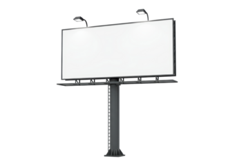 Isolated Blank Billboard Sign with Lights for Advertisement