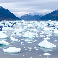 Icebergs in Tasman Lake Aoraki Mount Cook National Park New Zealand