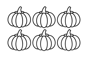 Pattypan Squash Icon Set - 6 Unique One-Line Vector Illustrations