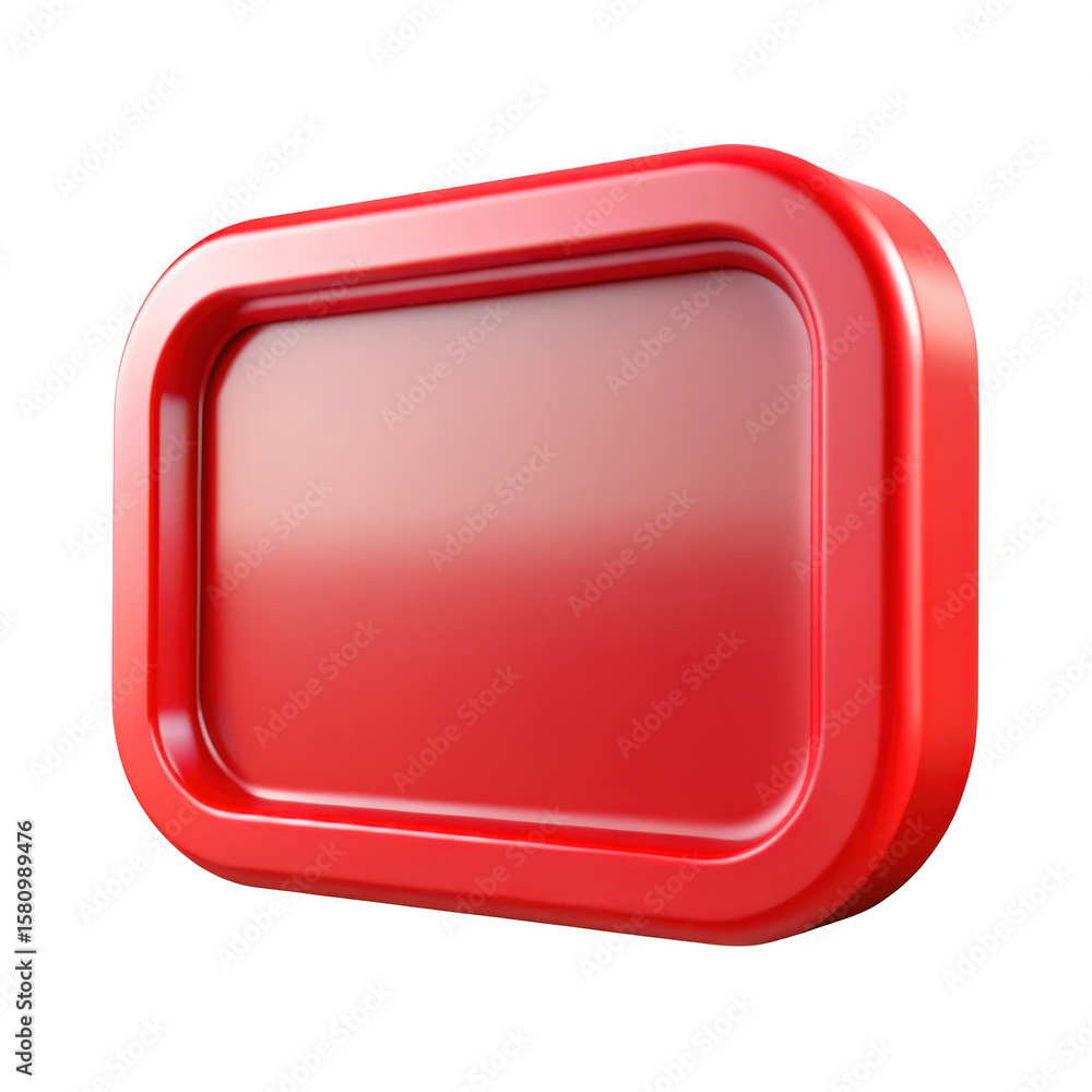Poster 3d red glossy button isolated on transparent background