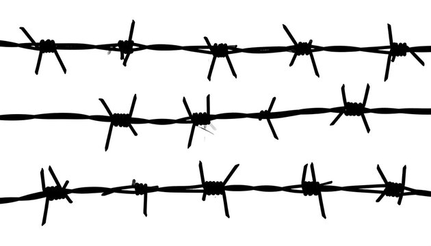 Three rows of barbed wire