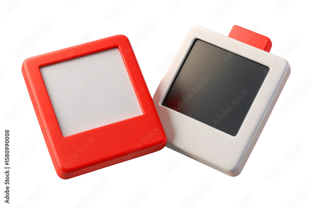 Poster 3d two retro photo slides isolated on transparent background
