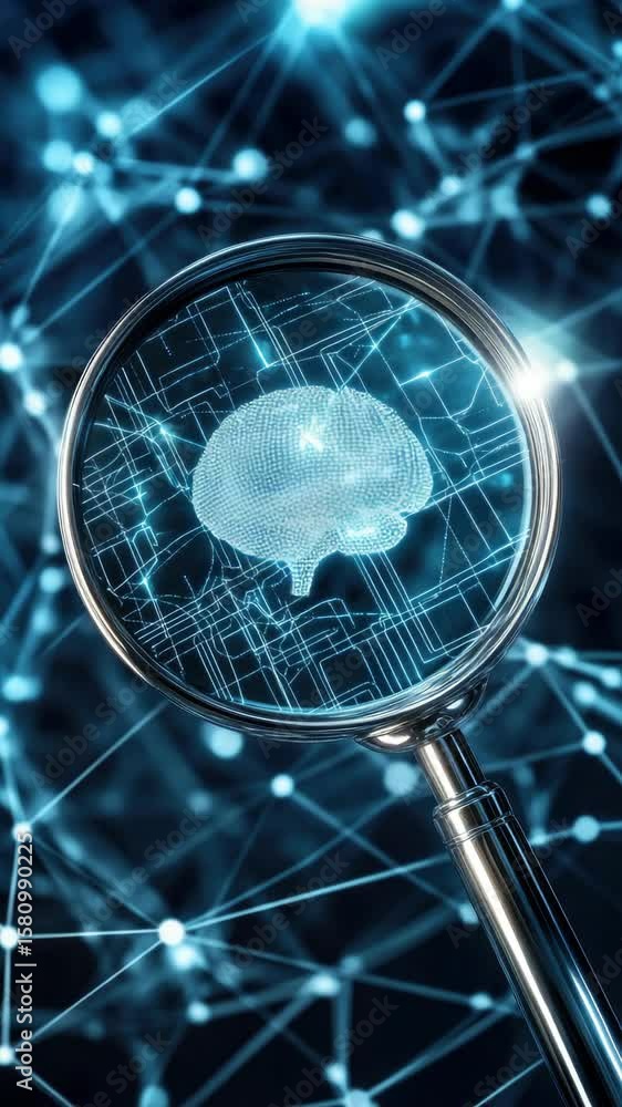 Aufkleber explore tech and neuroscience through a digital brain model showcasing cutting-edge concepts and ide