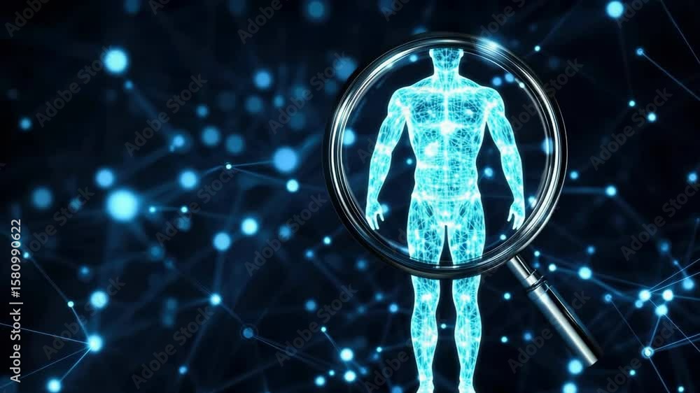 Poster delving into the fascinating world of the human body with advanced digital visualization and analysi