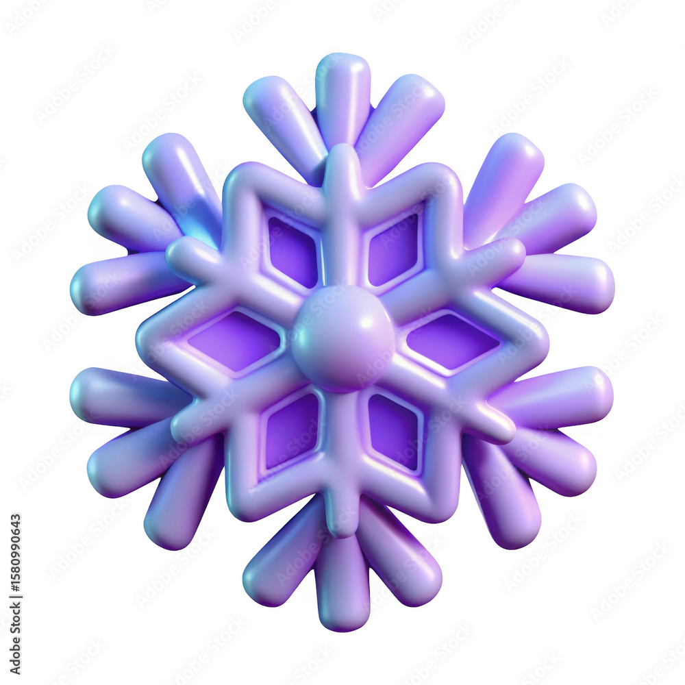 Poster 3d snowflake icon isolated on transparent background