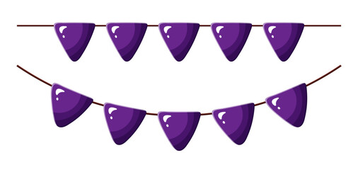 Buntings with glossy triangle purple flags for Halloween