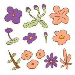Purple and pink flower with outline