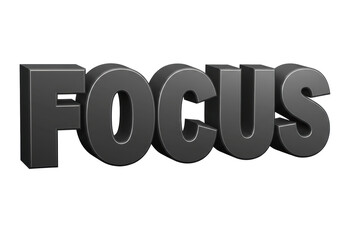 Isolated 3D Text FOCUS in Dark Gray Color