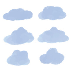 clipart of blue cloud set gouache