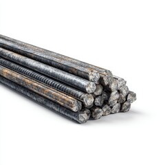 A pile of steel bars on a white background