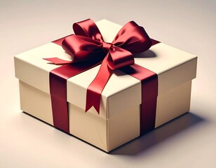 Fototapeta premium Elegant gift box with crimson ribbon