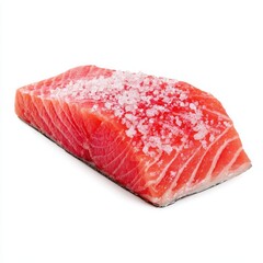 Salmon fillet on white background