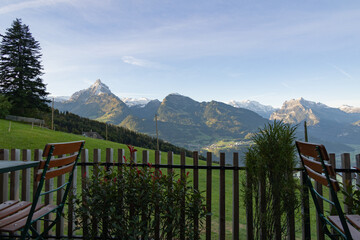 Panoramic Alpine Mountain View from a Scenic Terrace