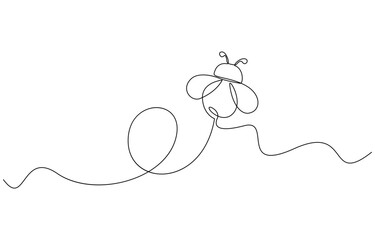 Bee one continuous line sketch. Hand drawn doodle illustration of insect, Honey bee continuous one line drawing. Honeybee insect single line art illustration. Editable vector.