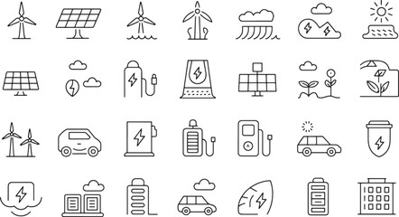 environmental conservation icon bundle silhouette line art design illustration premium quality