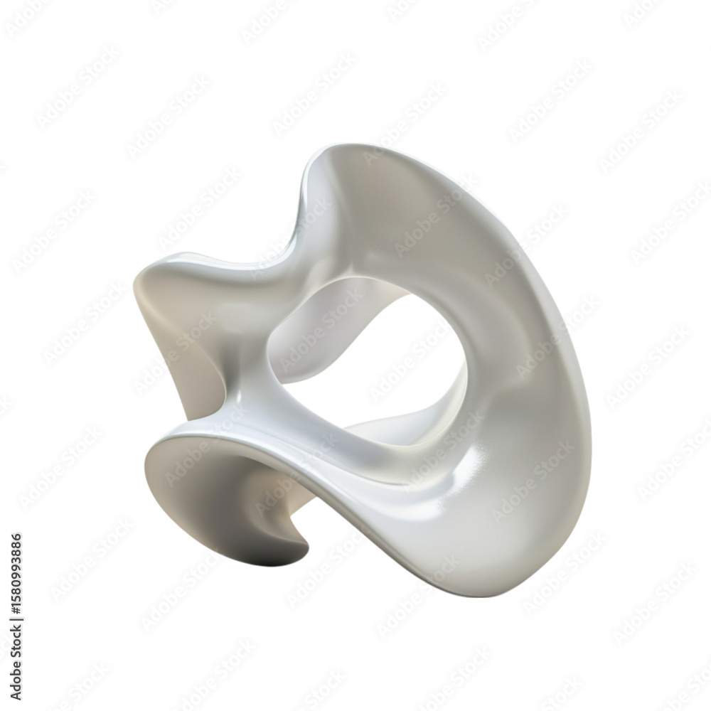 Fototapete abstract glossy sculpture with organic forms fluid composition design transparent background generat