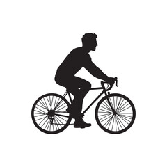 City cruiser cyclist silhouette. laid back urban cyclist pedaling along bike friendly paths.