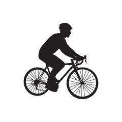 Obraz premium Eco commuter cyclist silhouette. casual rider cruising with upright posture on green routes.