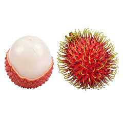 Lychee and rambutan isolated on transparent background
