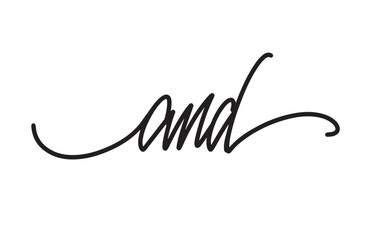 And Monoline Wedding Calligraphy. Clean Continuous Line Script. Modern Minimalist Typography Lettering. Elegant Wedding Invitation Font Composition. Vector Illustration.