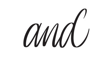 And Handwritten Lettering. Whimsical Script Design for Wedding Invitations. Personal and Casual Typography Layout. Soft Romantic Style. Vector Illustration.