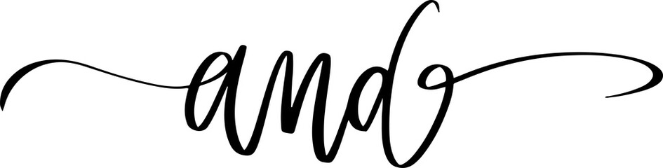 And Brush Lettering. Bold Hand Drawn Script for Wedding Design. Artistic Typography Element for Invitations. Expressive Font Layout Illustration.