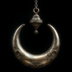 Ornate crescent moon pendant