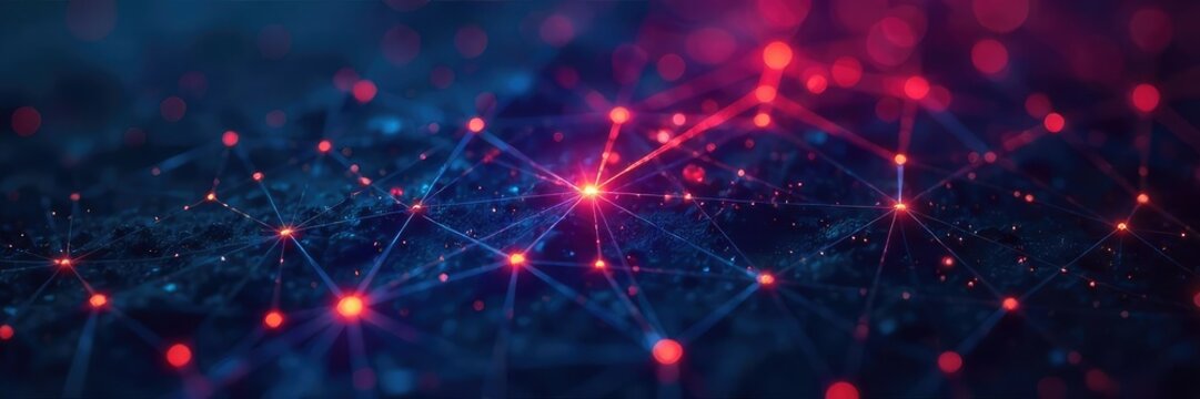 Global Network Connections Abstract Visualization of Interconnected Nodes Showing Data Flow and System Integration