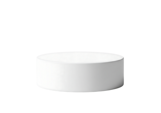 White cylinder podium, 3d stage or pedestal for product display. Isolated on transparent background, png