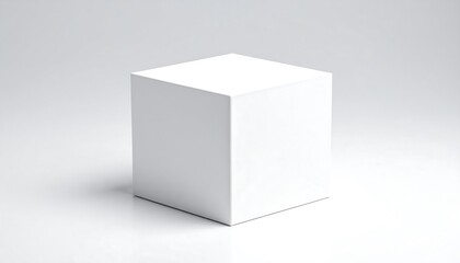 Blank white cube on a light gray surface