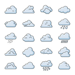 Vector Cloud Collection An Illustrated Set of Weather Icons and Shapes for Sky Designs
