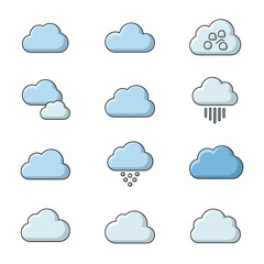 Cloudscape Vectors A Collection of Various Weather Clouds Depicted in Clean Vector Graphics