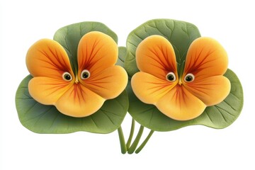 Obraz premium Nasturtium isolated in 3d cartoon character on white background