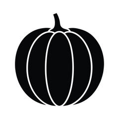 The black pumpkin silhouette on a transparent background signifies autumn harvest season