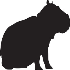 Hippo silhouette vector illustration, african wildlife animal, hippopotamus art, river horse design image