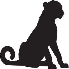 Black panther silhouette sitting vector illustration isolated on white background wildlife predator animal