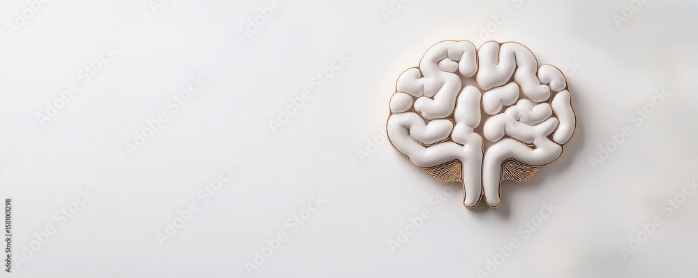 Poster innovation lab creativity brainstorm concept. brain model on a light background representing thought