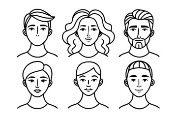  6 Abstract Line Art Face Vector Illustrations
