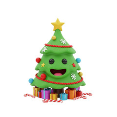 christmas tree with gifts and decorations