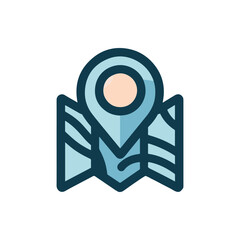 Modern map illustration with location pin, symbolizing navigation and exploration