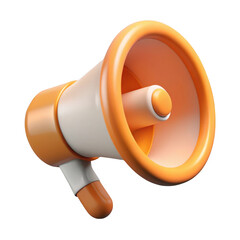 3d rendered orange and white megaphone isolated on transparent background