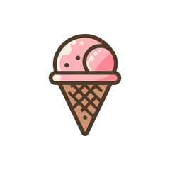 Colorful ice cream cone with two scoops, set against a clean white background, ideal for dessert promotion