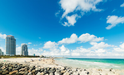 Skyscrapers by the sea in South Beach