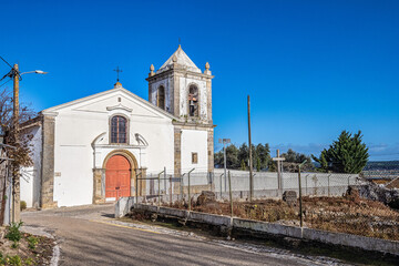 Facade of the Church of Saint Mary of the castle, Alcacer do Sal, Lisbon coast, Portugal