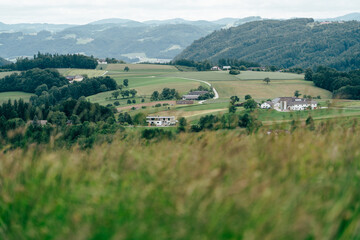 Breathtaking view of Kollmitzberg in Mostviertel showcasing rolling hills and charming houses