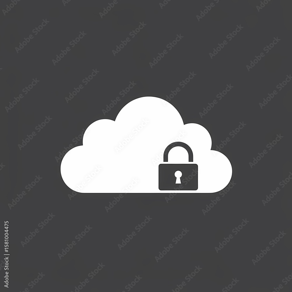 Poster cloud security safeguarding data with a lock | secure cloud storage and protection against cyber thr