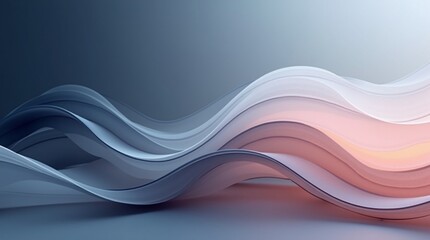 Obraz premium Elegant Abstract Wavy Background with Flowing Blue and Soft Peach Gradients.