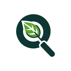 A magnifying glass focusing on a green leaf symbolizing nature's exploration and discovery