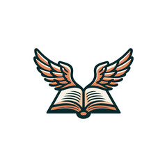 A stylized illustration of an open book with wings, symbolizing knowledge and freedom (3)