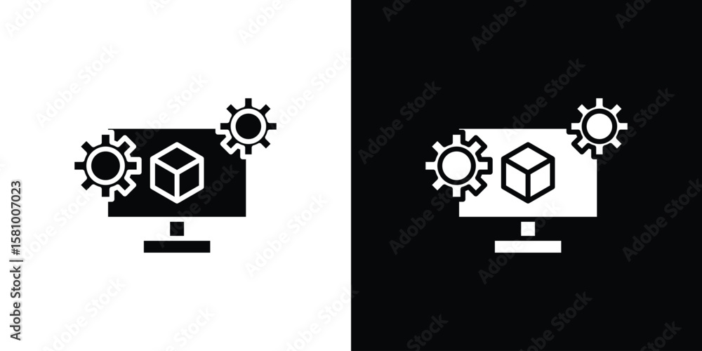 Poster virtual machine icon symbol. simple, flat design for web and mobile app
